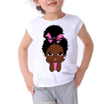 Fete kawaii melanina fete tricou Africa fete haine toddler copii t-shirt vara maneca scurta alb tricou Bretele topuri