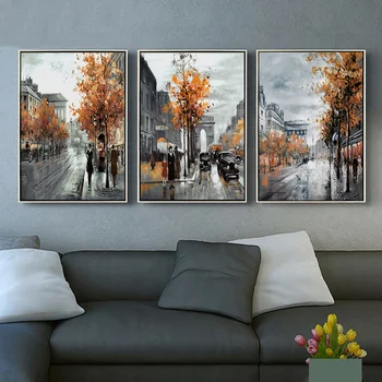 Peisaj de perete tipărite pictura strada Paris panza de artă pe perete abstract poze poster pentru camera de zi decor acasă