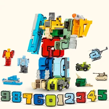 Transformarea Robot de Asamblare Blocuri Număr de Deformare Robot de Învățământ de Acțiune Figura Jucarii pentru Copii, Cadouri de Anime
