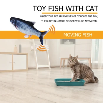 Pisică Jucărie de Pește USB de Încărcare Electrică de Simulare Dans Sărituri în Mișcare Floppy Pește Pisică Jucărie Interactiv Wiggle Catnip Kicker