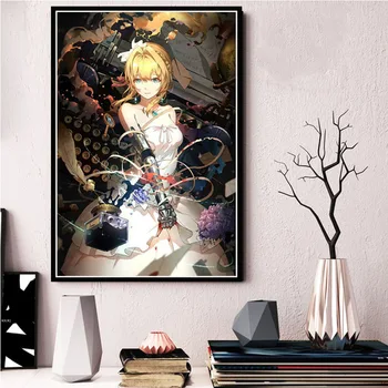 Postere Si Printuri Violet Evergarden Fierbinte Anime Panza Pictura Poze De Perete Pentru Camera De Zi Artei Decorative Decor Acasă Cuadros