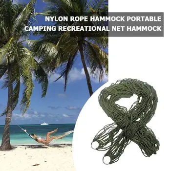 Nailon Hamac Outdoor Portabil Singură Persoană Plasă cu ochiuri în Hamac Frânghie de Nylon pentru Camping Singură Persoană Accesorii de Mobilier de Exterior