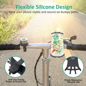 Silicon de Biciclete Suport de Telefon pentru IPhone 11/6/7/8/X/Xr pentru xiaomi 4.0 -6.1 Inch Telefon Mobil Mount Banda de Biciclete GPS Clip
