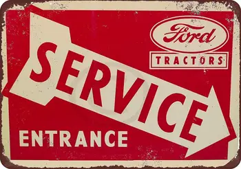 Isaric Tin Semn Ford Tractoare Intrarea de Serviciu Epocă Reproducerea Metal Sign 8 x 12