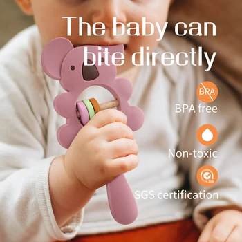 Musca Bites1pc Copilul Silicon Rattle Koala Inel Din Silicon De Calitate Alimentară Rozătoare Pentru Copil Nou-Născut Teether Mobil Cărucior Jucărie Cadouri