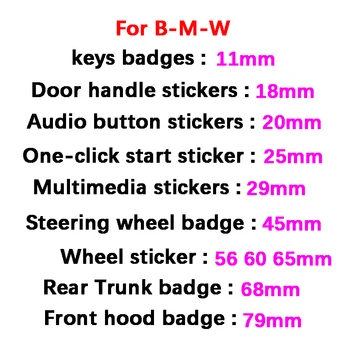 1 buc pentru Bmw pudră Epoxidică/Aluminiu 11mm 29mm 45mm 56mm 60mm 65mm 68mm 79mm Capac de Roata de Masina Autocolant de Direcție Eticheta Decal Insigna Acoperă Logo-ul