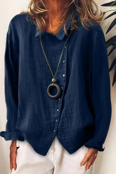 Femei Bluza de Culoare Solidă Vrac V-Neck Doamna Îmbrăcăminte 2021 Primăvară Noua Moda Topuri Butonul de Maneca Lunga Femei