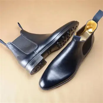 Moda Barbati Pu Piele cu Toc mic Casual Slip-on Pantofi Casual Subliniat Toe Glezna Mare Stil Masculin Chelsea de Afaceri la Modă Cizme HC825