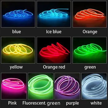 EL Wire Neon Auto Decoratiuni Interioare de Atmosfera de Iluminat Flexibil 1M 3M 5M 10M Auto Coarda Tub LED Strip Lumină Cu 6mm Margini