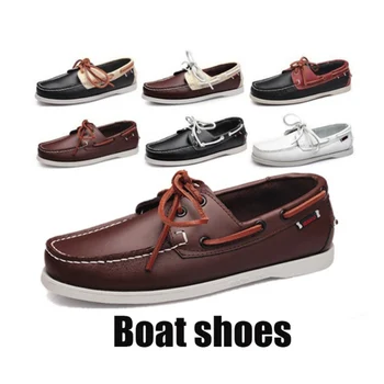 Primul strat de piele de vacă Mens Casual pantofi din Piele Docksides Punte Moccain Barca Mocasini Pantofi de Conducere de Moda Unisex lucrate Manual pantofi