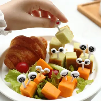 10buc/Set Mini Frigarui de Desene animate Drăguț Ochii Kawaii Masa Bento Box Alimente Fructe Ponturi Furculita Bastoane tip Bufet Sandwich Toppers Decor