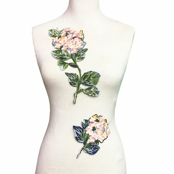 3D Hortensie Broderie Patch Patch-uri de Flori Brodate Flori Aplicatiile de Patch-uri Pentru Îmbrăcăminte Parches Coase Pe AC1192