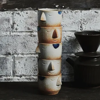 Japoneze Creative Cană Ceramică Grosieră Espresso de Cafea Ceai, Cani Nordice Față Umană Manual Tazas Originales Drinkware ED50MK