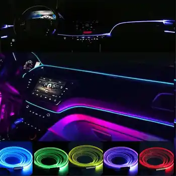 6M Masina cu LED-uri RGB Benzi de Lumină Kit-ul de 360 de Grade, Ajustarea USB Flexibil Auto Interior Atmosfera Suport Lampă Control bluetooth APP