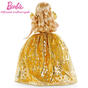 Barbie Semnătura Holiday Collection Fata Blonda Papusa De Aur Rochie De Seara, Pantofi Cu Toc Înalt Pentru Copii, Cadou De Ziua De Nastere