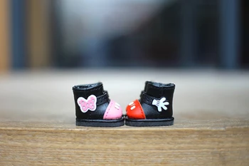 Blythes Papusa Pantofi se potrivesc 1/6 dimensiune OB11 1/12 elegant versatil, desene animate drăguț Mickey cizme glezna în ambele culorile roz și roșu