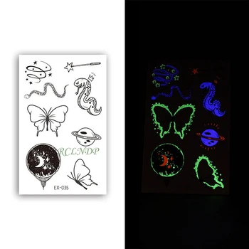 Luminoase autocolante tatuaj cosmic ciocănitoarea șarpe pește balena animal impermeabil tatuaj temporar flash pentru copii femei bărbați