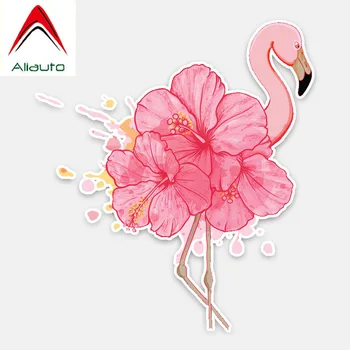 Aliauto Moda Autocolant Auto Misterios Flori Flamingo Auto Bara Decor Fereastră PVC Decal pentru Hyundai Toyota Kia,11cm*13cm