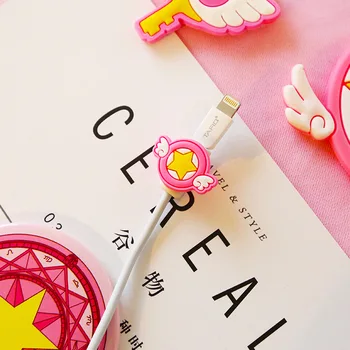 1buc Anime Acțiune Figura Card Captor Sakura Căști Linie de Protecție de Sârmă Acoperi Aripi Stele de Imprimare Mini Cablu de Date Sakura Clip Nou