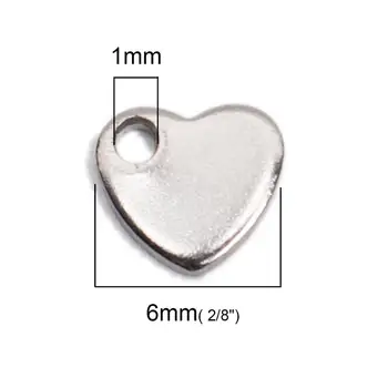 DoreenBeads Moda 304 din Oțel Inoxidabil Lanț Coada Extender Pandantiv Farmece Inima de Culoare de Argint Bijuterii DIY Constatări, 10 Buc