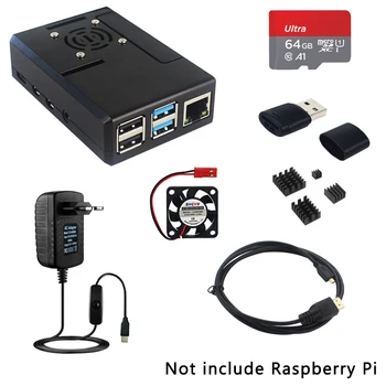 Raspberry Pi 4 Caz ABS Coajă de Plastic Negru Casă pentru Raspberry Pi 4 Model B Adaptor de Alimentare Radiator compatibil HDMI Cablu