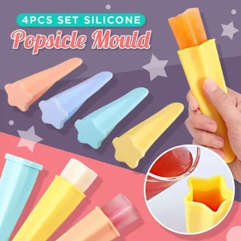 4PC Colorate DIY Înghețată Mucegai Silicon Mucegai Silicon Portabil Popsicle Mucegai 4 Culori Set Calitate Alimentară, Înghețată Mucegai Bucătărie