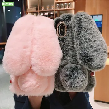 3D Cute Rabbit Ears Fur Plush Phone Cases for Huawei P20 Coque for Huawei P20 Pro P20Pro P20 Lite Case Soft TPU Protective Shell