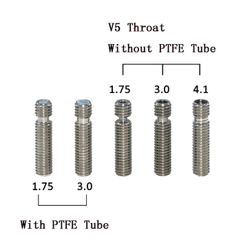 5Pcs Extrudare 3D V5 HeatBreak Hotend Gât De 1,75/3,0 mm Filament Toate-Metal /Cu PTFE Oțel Inoxidabil Tub de Alimentare a Imprimantei
