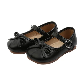 2021 Primăvara anului Nou Stil de Pantofi Fete Arc Copil Printesa Pantofi Negru Mary Jane Pantofi Pentru Copii din Piele PU Alunecare pe Pantofi