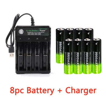3.7 V 18650 9900mAh Baterie Reîncărcabilă 2/4/8pcs Baterie + 4 Sloturi 3.7 V 18650 incarcator USB