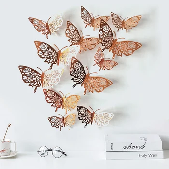 Fierbinte 12buc 3D Autocolante de Perete Butterfly Autocolante de Perete Gol Fluture pentru Copii, Camere Home Decor de Perete Frigider Autocolante Decor D6