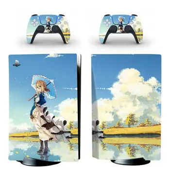 Fata de Animație Stil PS5 Disc Edition Piele Autocolant pentru Playstation 5 Console & 2 Controlere Decal Vinil de Protecție Piei de Stil