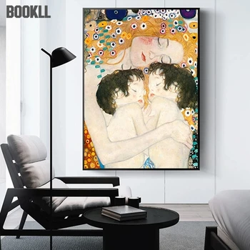 Celebre Postere și de Imprimare Dragostea de Mama Gemeni Copil De Gustav Klimt Panza Pictura Arta de Perete Imagine Estetică Cameră Decor