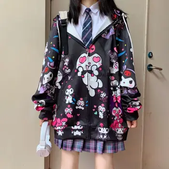 Noua Toamna Amine Hanorace Drăguț Japonia Femeile Harajuku Jachete De Moda Kawaii Hanorac Buzunar Casual, Pulovere Topuri Largi Hanorace