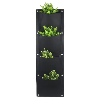 4-Buzunar Vertical pe Perete Plantat Gradina Planta Crește Răsad Container Sac agățat de perete de plantat dau loc să crească plante