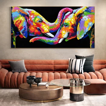 Animale Arta Graffiti de Culoare Elefant Panza Pictura Postere si Printuri Moderne Living Room Decor Acasă (Fara Rama)