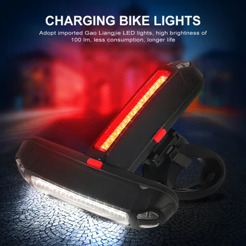 Bicicleta puternic Lumina USB Reîncărcabilă COB Lampă de Șirag de mărgele de Munte Biciclete Coada Lumina de Avertizare de Siguranță Biciclete Lumina din Spate Accesorii pentru Biciclete