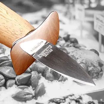Oțel Fructe de mare, scoici saint-jacques trageți cuțitul cu mâner de lemn de Stridii cuțite Ascuțite de Stridii Coajă de Fructe de mare Deschizător 1buc