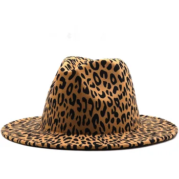 Bărbați Cașmir Plat Pălărie de Top Noutate Leopard Găleată Pălărie de sex Masculin Capace Fedora Pălărie Femei Cap Mare Rotund Mare cu Boruri Petrecere de Dans