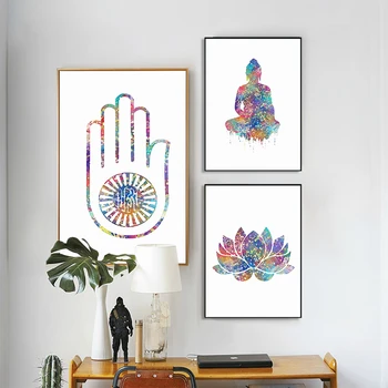 Culoare Buddha Art Spiritul Liber Spiritul Yoga Spa Mână Panza Pictura Murală Imagine Poster De Imprimare Living Home Decor