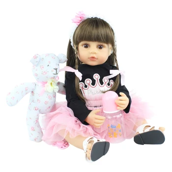 55 CM, Full Silicon Renăscut Baby Doll Pentru Fata Vinil Realiste Printesa Copilul Copil Cadou de Ziua mea Casă de Joacă Dress Up Baie Jucărie