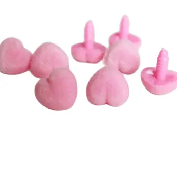 30pcs/lot 17mm forma de inima curată roz flocking jucărie nas siguranța animalelor papusa nas + șaibă pentru diy papusa concluziile