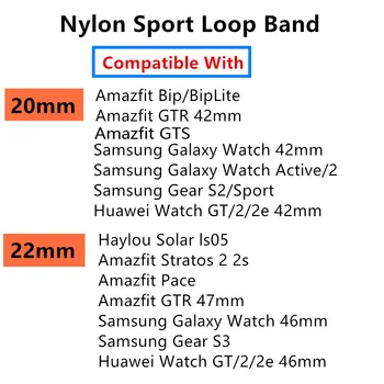 20mm/22mm banda Pentru Galaxy Watch 3 45mm/46mm/42mm/active 2 Viteze Samsung S3 Frontieră Nailon Bratara Huawei watch GT 2 2e pro curea