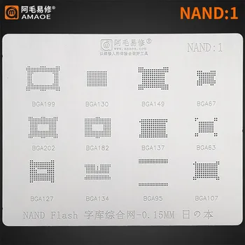 Amaoe de Înaltă calitate Cip BGA Reballing Stencil Kituri Set de Lipire pentru Android NAND1 plasă de oțel BGA199/130/149/67/63/107/95/134/182