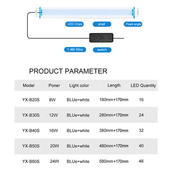 Super Slim Led-uri de Iluminat Acvariu Plantelor Acvatice Lumină 18-75CM Extensible Impermeabil Clip pe Lampa Pentru acvariu de 90-260V