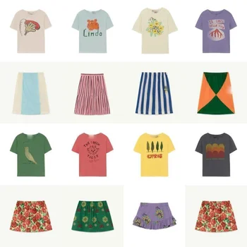 Fete T-shirt și Costum Fusta 2021 Primăvara și Vara Nou Plin de Imprimare de Flori Fată Drăguță Comoara Fusta Scurta Plisata Fusta