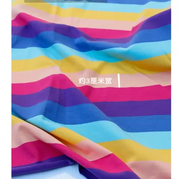 Colorate cu dungi tricot subțire fir de bumbac vopsit rainbowStriped tricou tesatura stretch