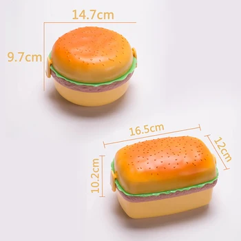 Drăguț Hamburger Dublu pe Trei Niveluri, Caseta de Prânz cu Furculita Burger Cutie Bento Lunchbox Copii de Școală Container pentru Alimente Set Tacamuri Copii