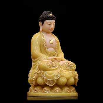 BUN Budist de înaltă calitate Sakyamuni Buddha galben jade aurire Sculptura statuie Acasă MAGAZIN de SUS eficace Talisman Mascota 30CM