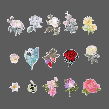 Flori ieftine Patch-uri Brodate pentru Îmbrăcăminte Coase pe Coase Aplicatiile de Patch-uri Blugi Haine Autocolant Insigna de Fier pe Sticker Floral